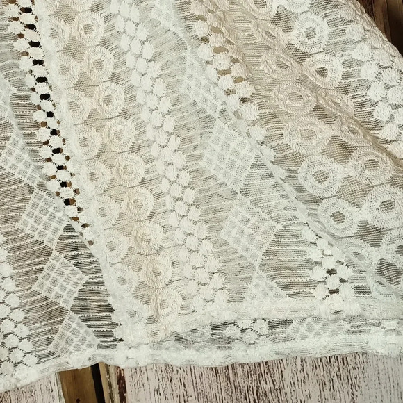 Ginger G crochet embroidered lace sheer cream feminine fairy romantic kimono L - Picture 6 of 11